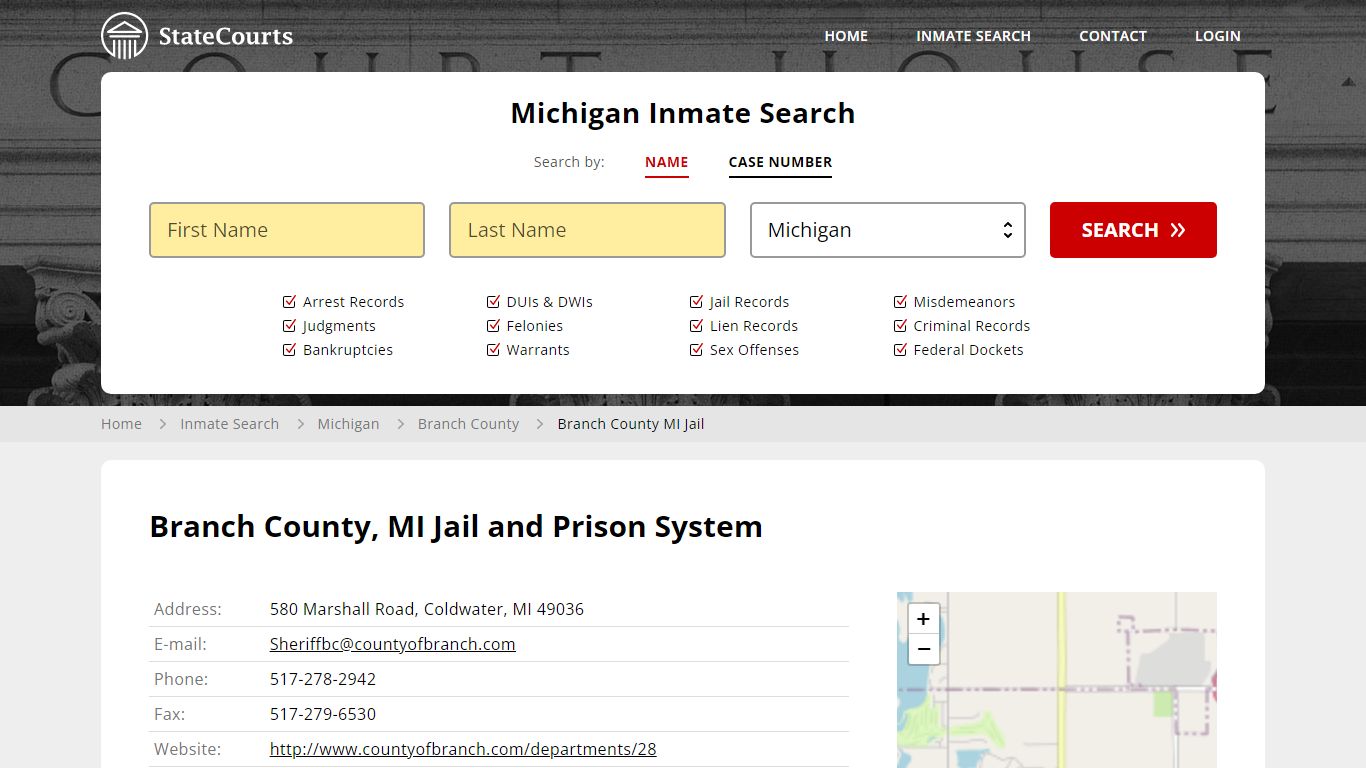 Branch County MI Jail Inmate Records Search, Michigan - StateCourts